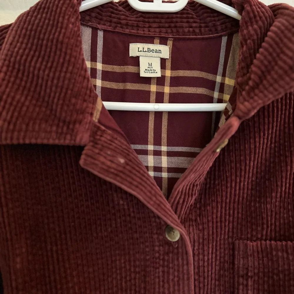 L.L. Bean Burgundy Corduroy Button Down Shirt - Picture 2 of 3